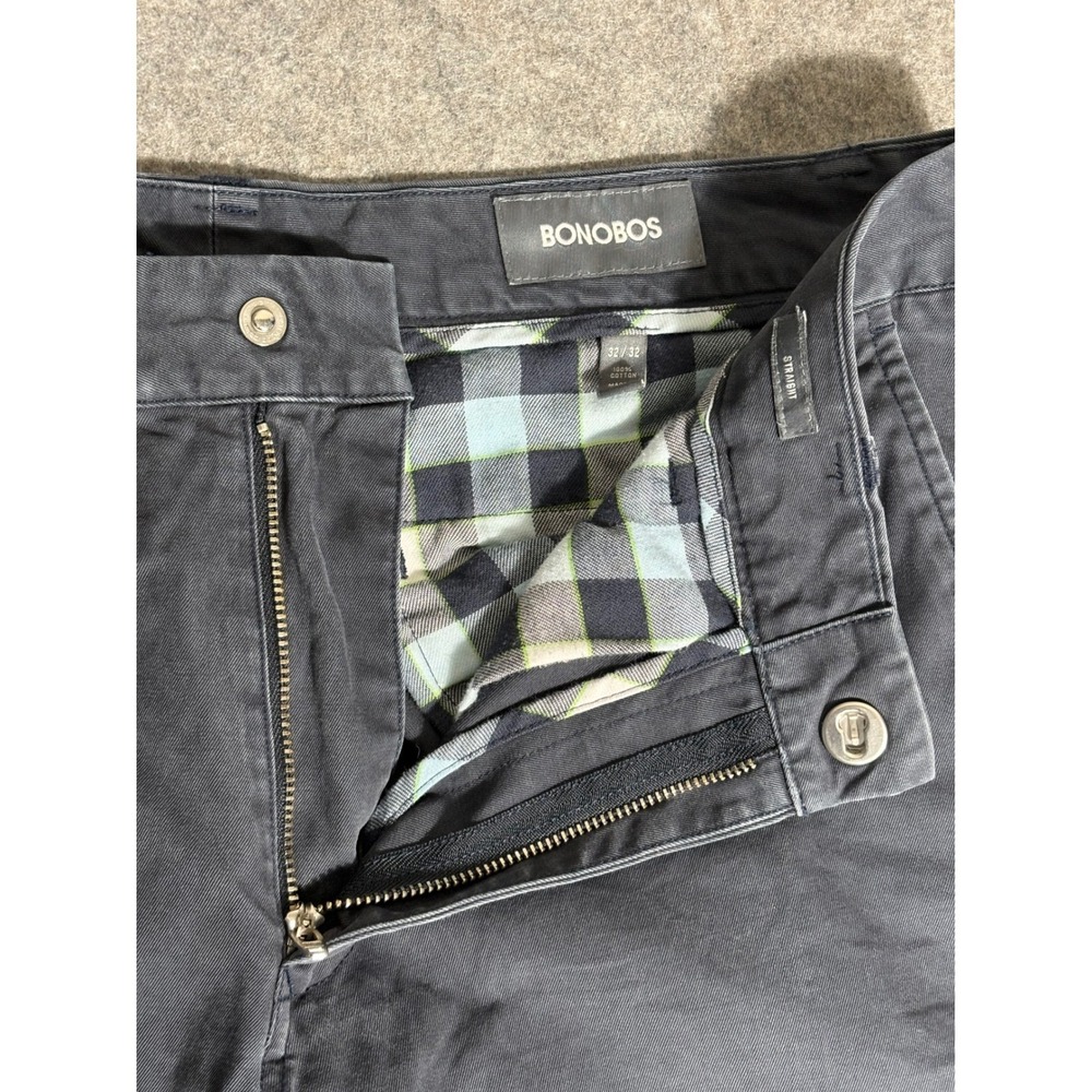 Bonobos Mens Straight Leg Chinos Charcoal Gray Cotton Pants 32x32 Flat Front - Picture 2 of 6